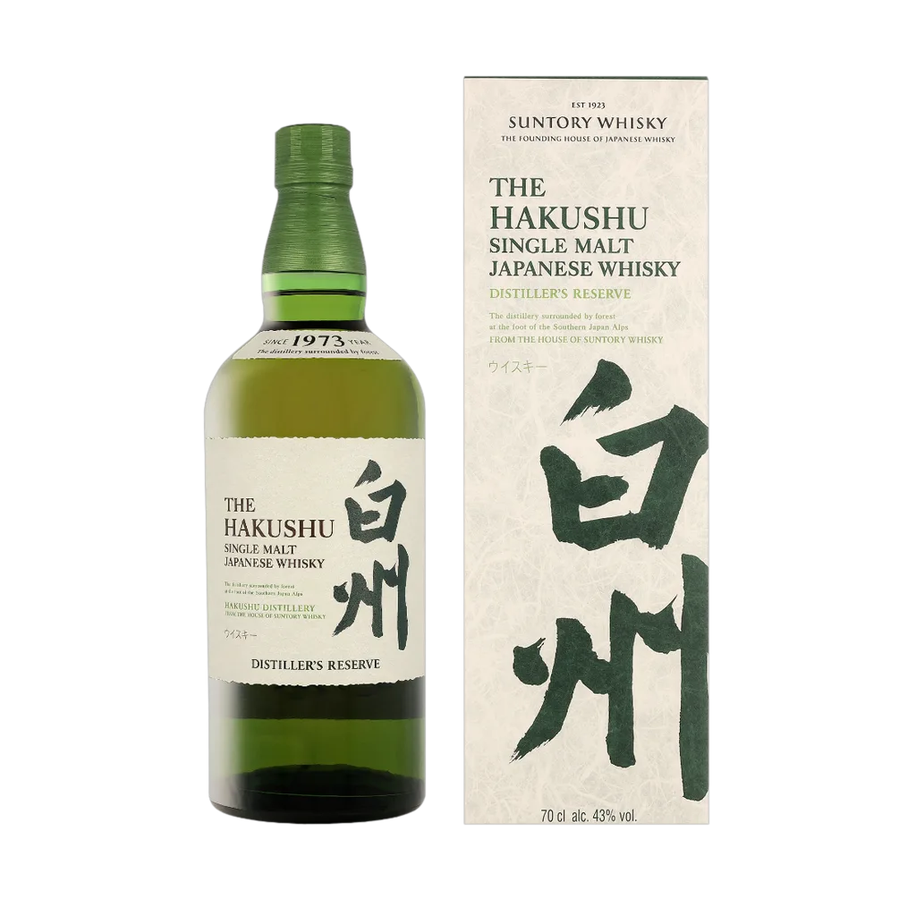 Butelka Hakushu Distiller's Reserve single malt w opakowaniu, klasyk japońskiego highballa