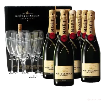 MOËT & CHANDON IMPERIAL 6x75cl + 6 kieliszków